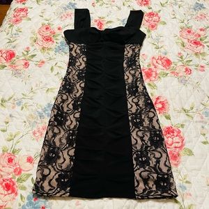 Black Floral Ruched Bodycon Dress